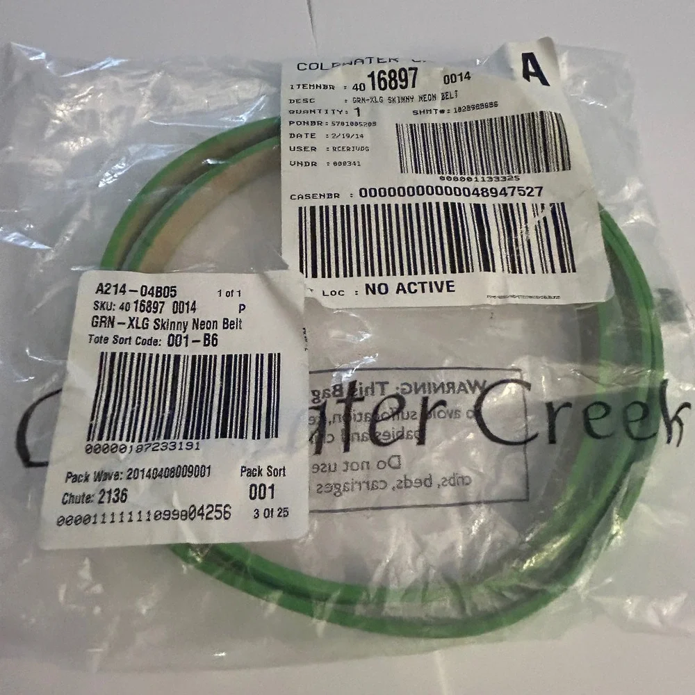 Coldwater Creek Womens XLG Skinny Neon Green Belt Silver Buckle
